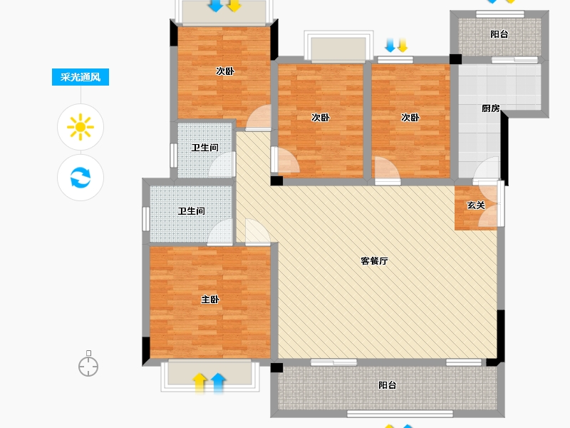 贵州省-黔西南布依族苗族自治州-飞洋华府梧桐郡南区-121.59-户型库-采光通风