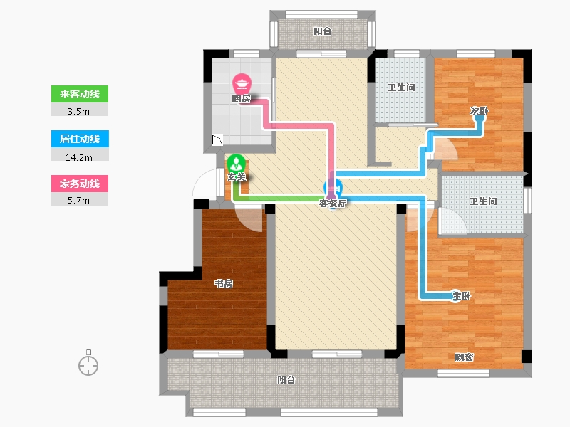 安徽省-亳州市-涡阳名邦学府B1户型-98.68-户型库-动静线