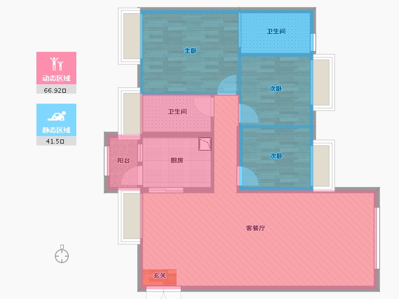 贵州省-黔东南苗族侗族自治州-凯里・未来城44栋-97.00-户型库-动静分区