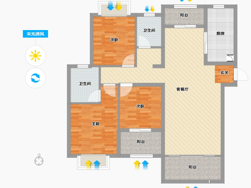 福建省-泉州市-侨城金沙城-101.92-户型库-采光通风