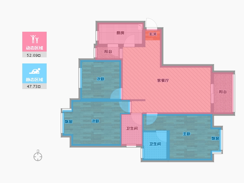 上海-上海市-永翔佳苑-东区-86.61-户型库-动静分区