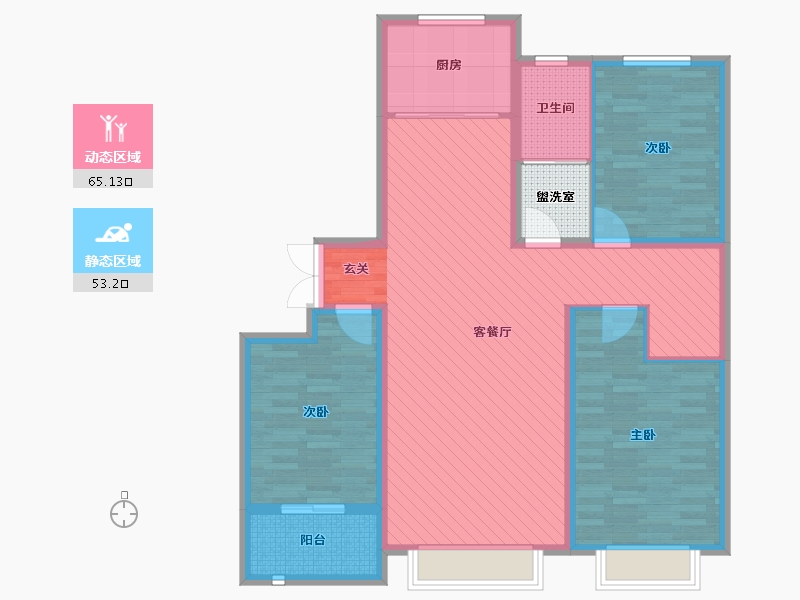 山东省-潍坊市-正大繁华新城-108.37-户型库-动静分区