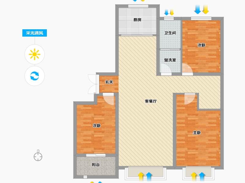 山东省-潍坊市-正大繁华新城-108.37-户型库-采光通风