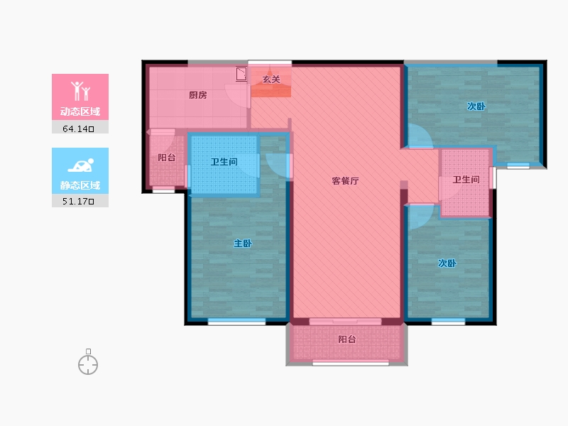 陕西省-西安市-金地西沣公元-101.65-户型库-动静分区