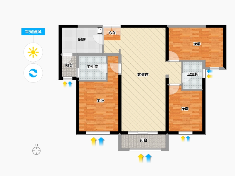 陕西省-西安市-金地西沣公元-101.65-户型库-采光通风