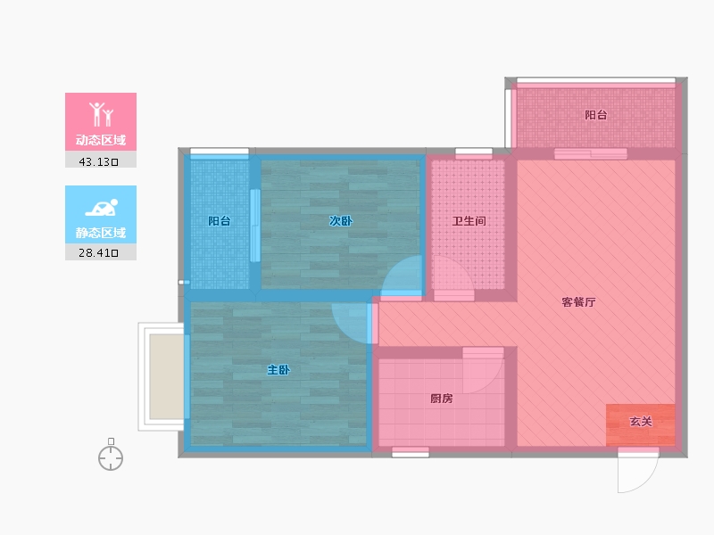 陕西省-西安市-曲江林语-60.88-户型库-动静分区