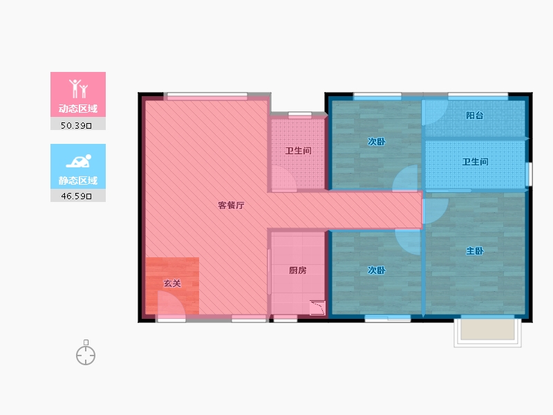 福建省-厦门市-明发半岛祥湾-87.20-户型库-动静分区