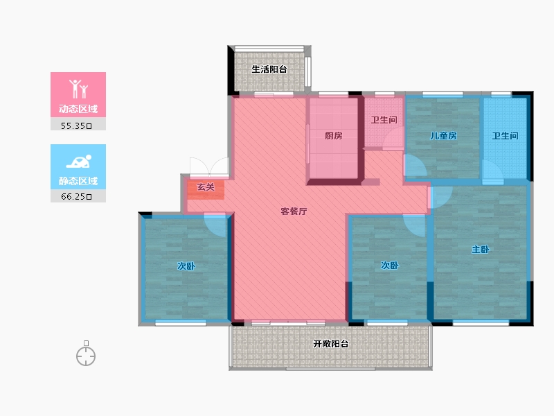 广西壮族自治区-桂林市-万达城-124.69-户型库-动静分区