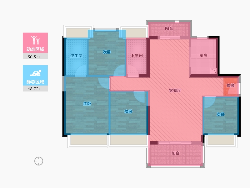 广东省-云浮市-新兴碧桂园雅居乐-96.42-户型库-动静分区