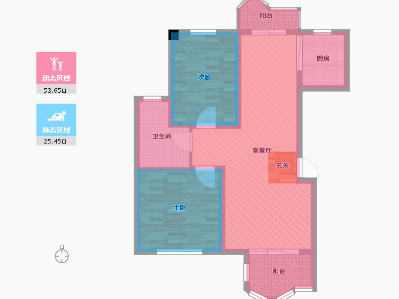 湖北省-武汉市-金珠港湾二期-69.06-户型库-动静分区