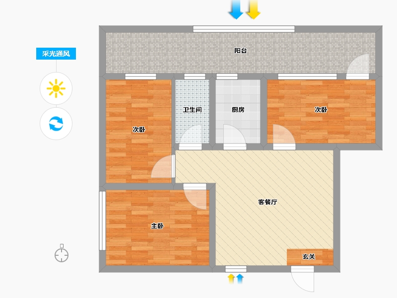 广东省-珠海市-华丽花园-73.56-户型库-采光通风