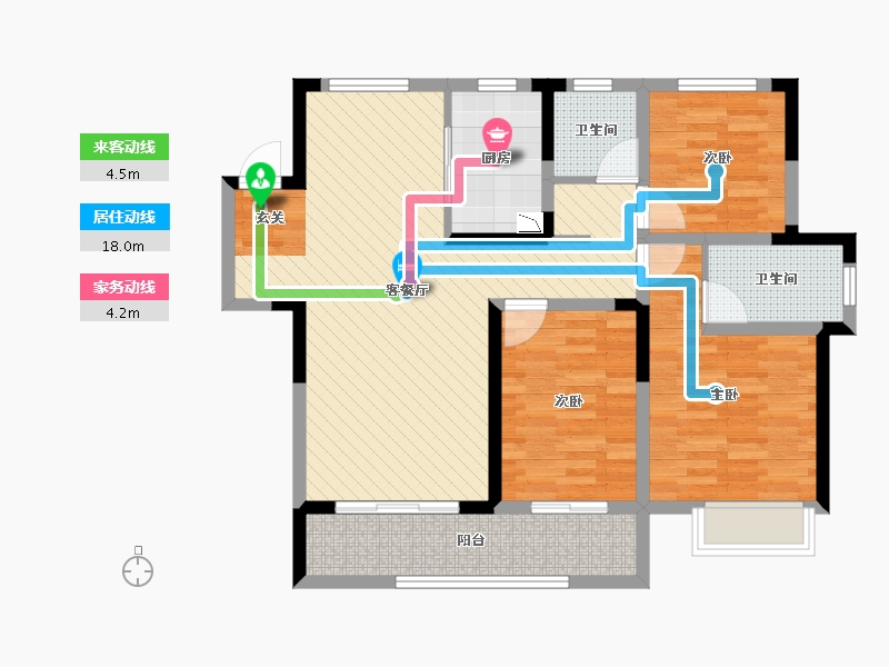 安徽省-亳州市-名邦学府高层C户型-89.22-户型库-动静线