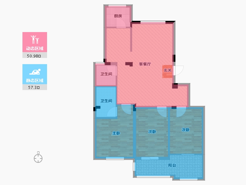 江苏省-南通市-海安泰宁翠竹园-96.41-户型库-动静分区