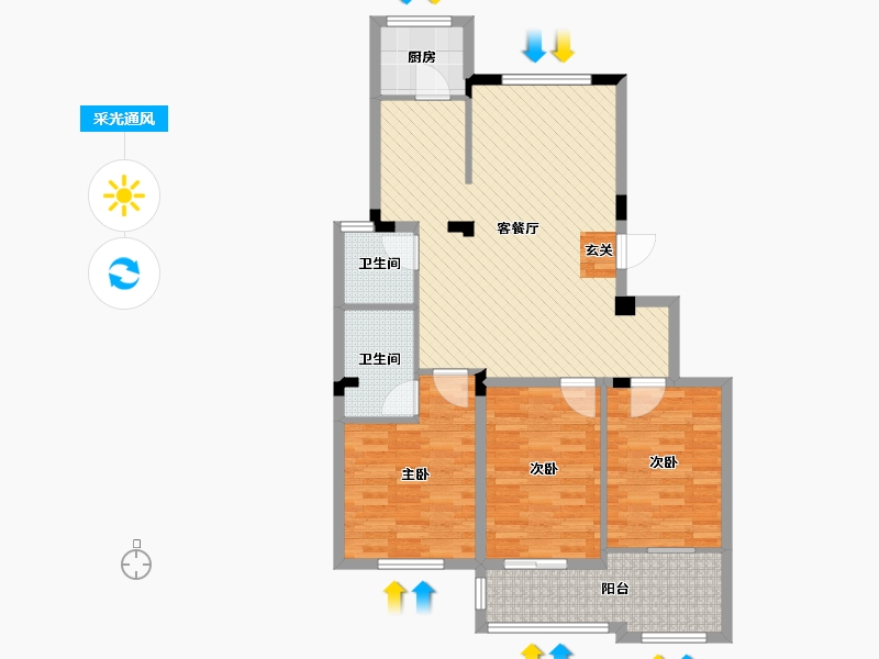 江苏省-南通市-海安泰宁翠竹园-96.41-户型库-采光通风