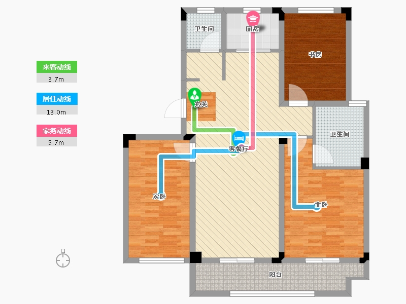 浙江省-嘉兴市-恒创・金色恬园-100.87-户型库-动静线