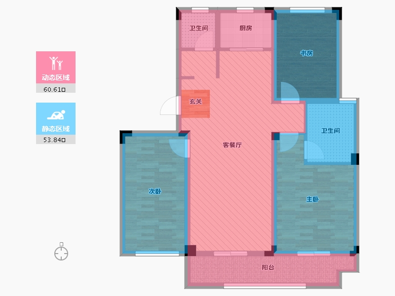 浙江省-嘉兴市-恒创・金色恬园-100.87-户型库-动静分区