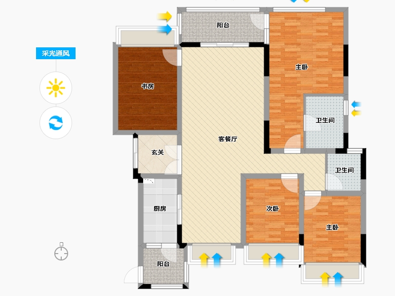 四川省-成都市-融创香璟台-126.66-户型库-采光通风