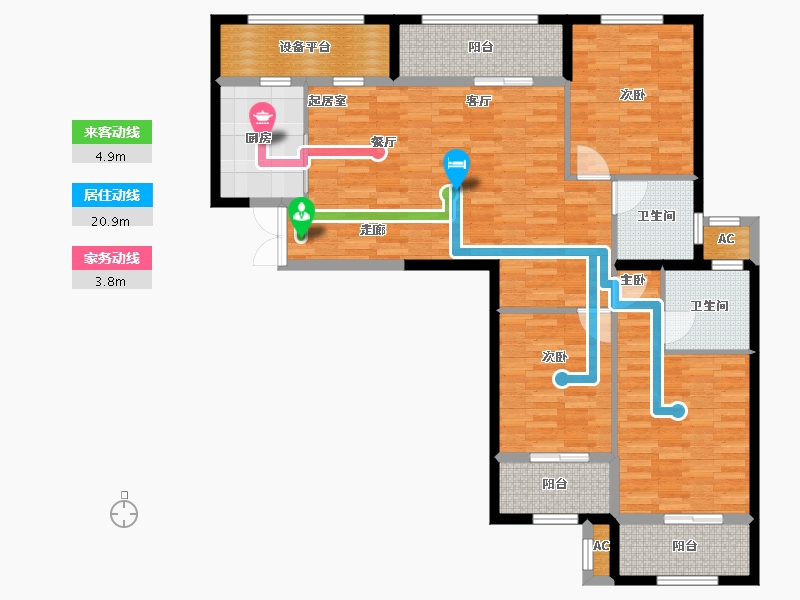 福建省-福州市-长福文化城麒麟湾-114.80-户型库-动静线