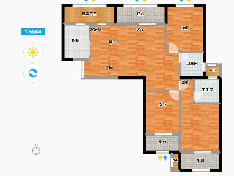 福建省-福州市-长福文化城麒麟湾-114.80-户型库-采光通风