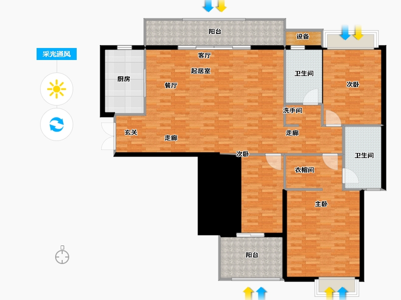 河南省-洛阳市-绿都塞纳春天-157.49-户型库-采光通风