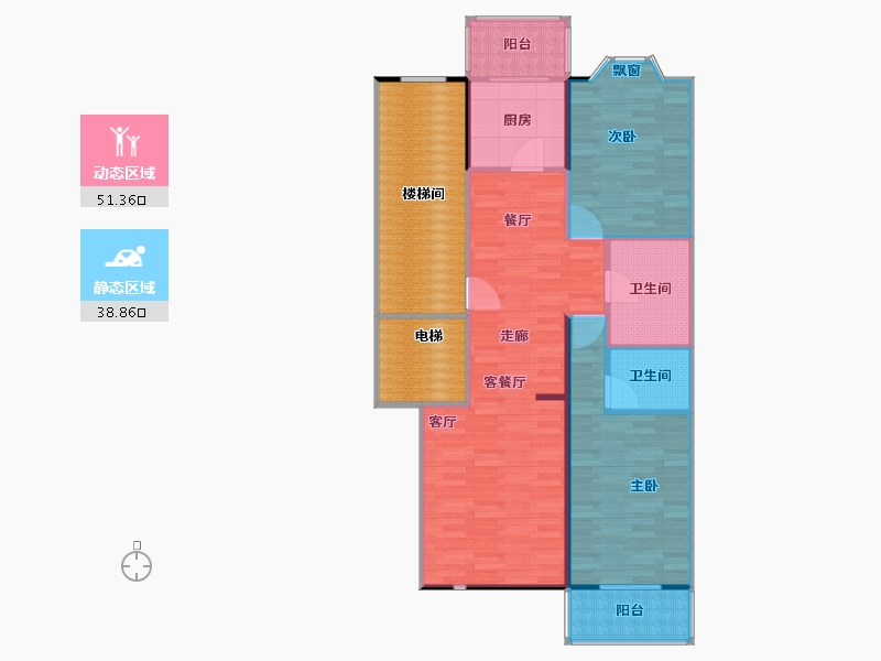 北京-北京市-馨港庄园幸福城-101.82-户型库-动静分区