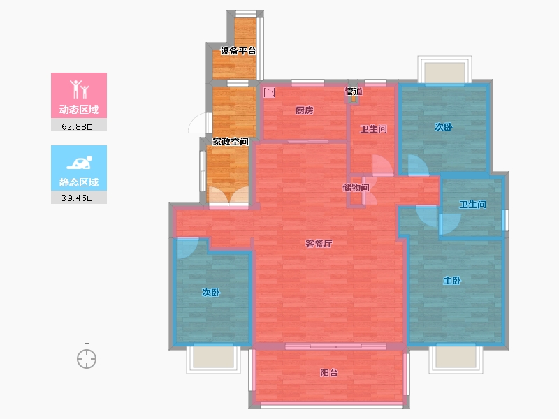 江苏省-南通市-万濠禧园-100.87-户型库-动静分区