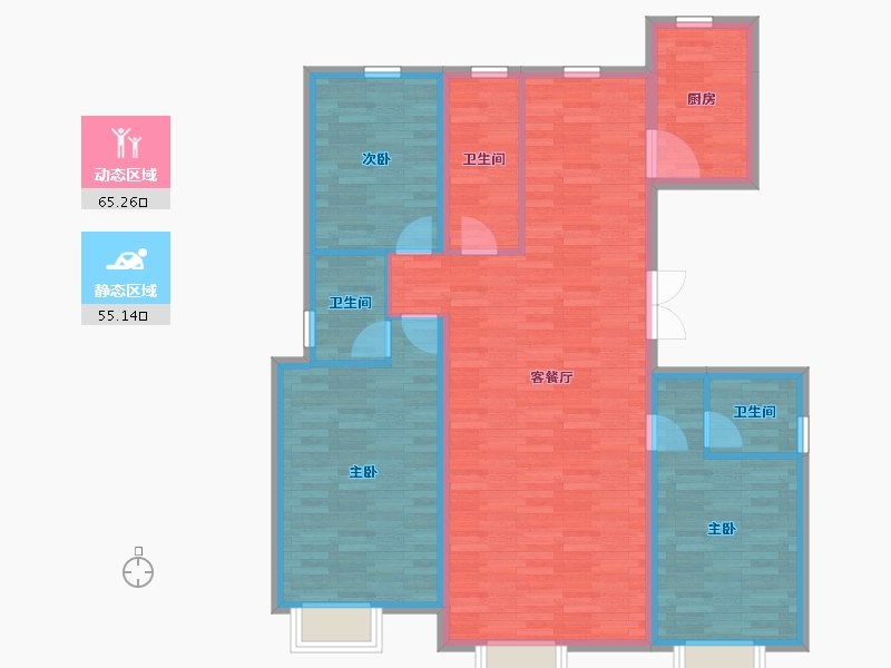 吉林省-长春市-德辉首府-108.96-户型库-动静分区