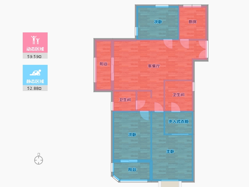 湖北省-荆门市-凯凌・香格里拉三期-102.28-户型库-动静分区