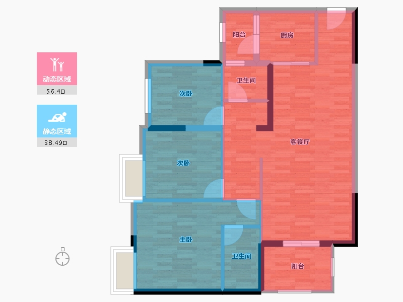 四川省-德阳市-正成南庭-85.28-户型库-动静分区