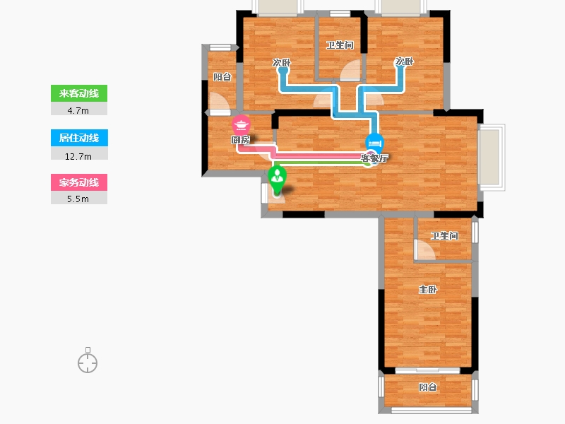 湖北省-武汉市-永利新城-88.38-户型库-动静线