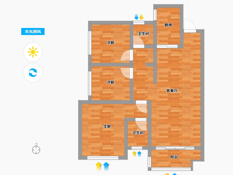 四川省-泸州市-御庭华府-73.80-户型库-采光通风