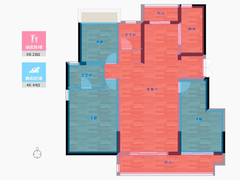 湖北省-荆州市-曲池东院-103.02-户型库-动静分区