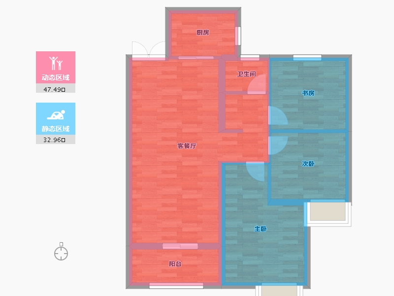 山东省-烟台市-龙湖葡醍海湾-72.00-户型库-动静分区