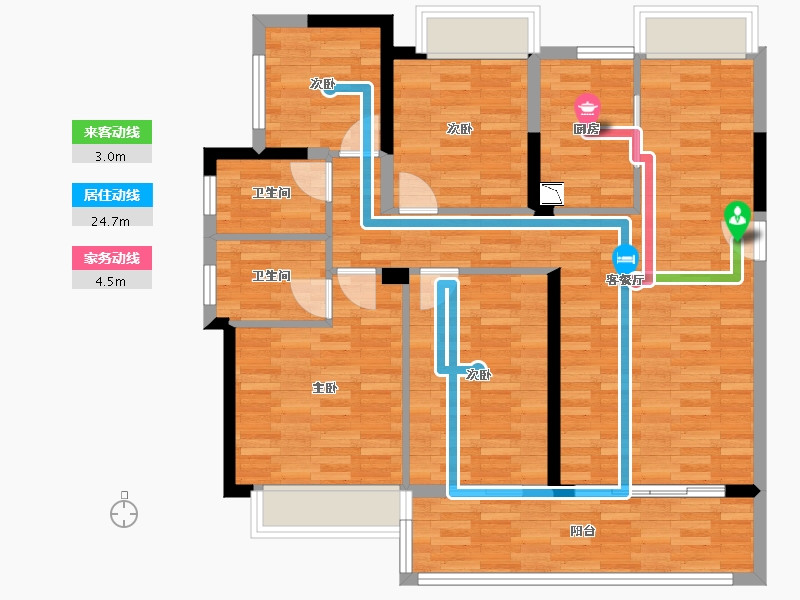 福建省-龙岩市-建发玺院-99.73-户型库-动静线