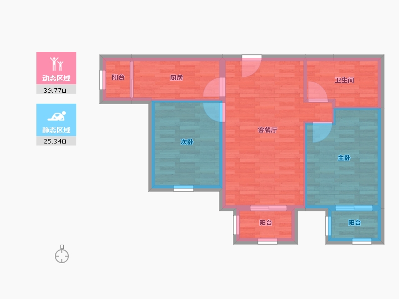 北京-北京市-翠成馨园D南区-58.09-户型库-动静分区