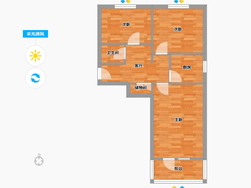 北京-北京市-霞光里35号院-53.68-户型库-采光通风