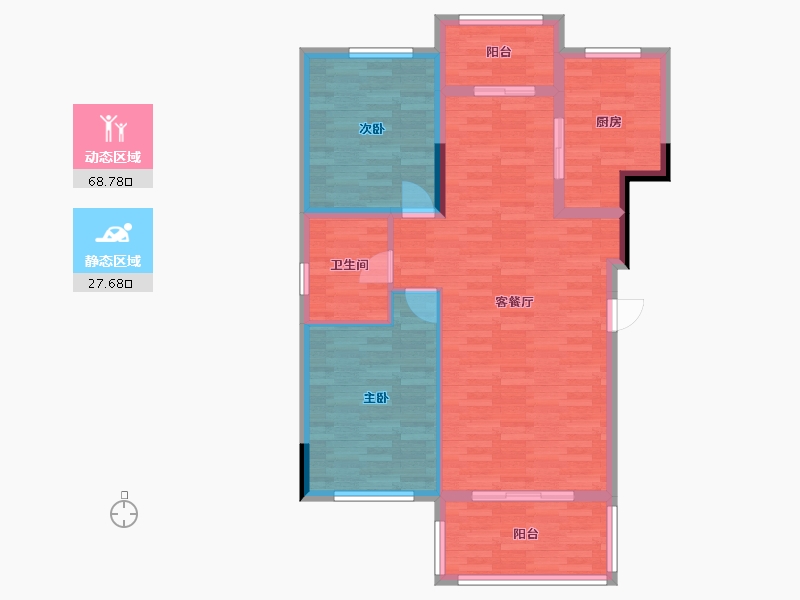 辽宁省-盘锦市-泰郡三期-87.25-户型库-动静分区