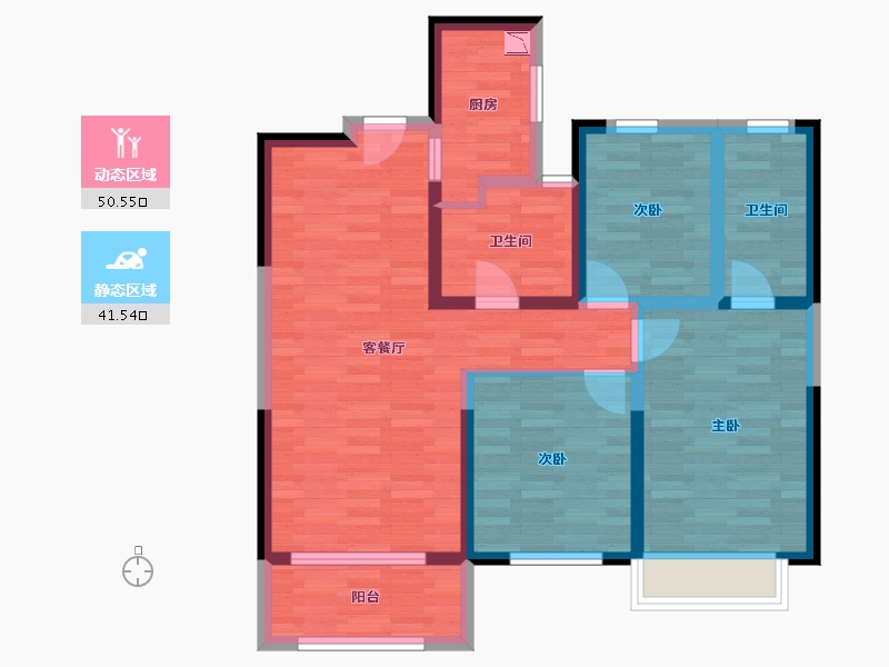 陕西省-汉中市-雅居乐花园-81.10-户型库-动静分区