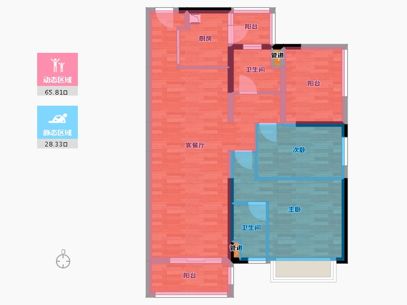 广东省-中山市-金色年华-83.69-户型库-动静分区