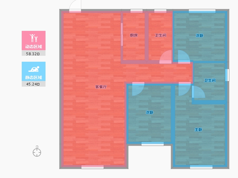 内蒙古自治区-呼和浩特市-万景领秀二期-93.07-户型库-动静分区