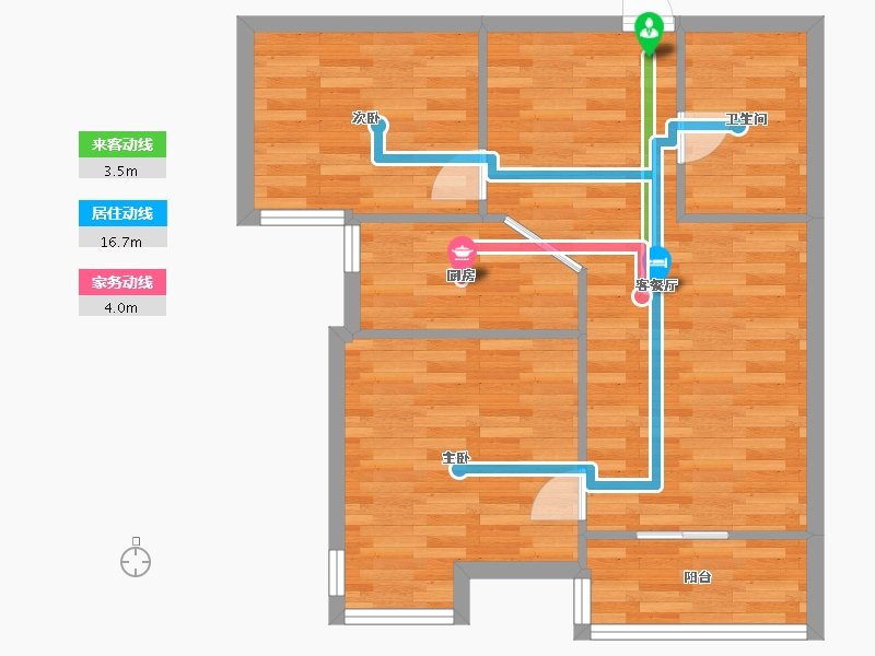 浙江省-杭州市-望江新园-63.15-户型库-动静线