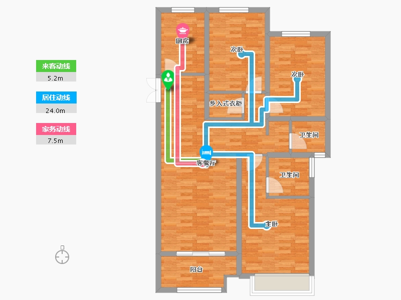 陕西省-西安市-西港碧水湾-93.60-户型库-动静线