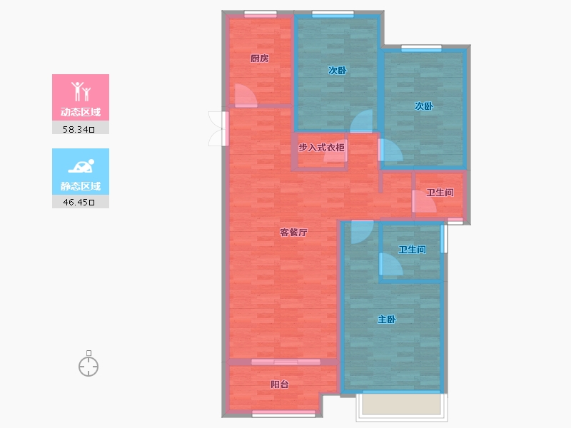 陕西省-西安市-西港碧水湾-93.60-户型库-动静分区