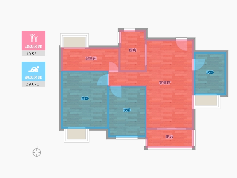 江苏省-苏州市-九龙仓时代上城-63.24-户型库-动静分区