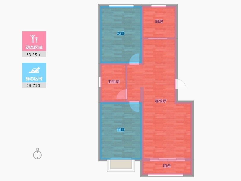 内蒙古自治区-呼和浩特市-希望家园-73.44-户型库-动静分区