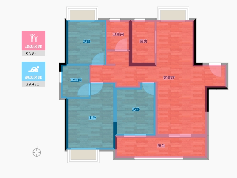 湖北省-武汉市-融创城-87.36-户型库-动静分区