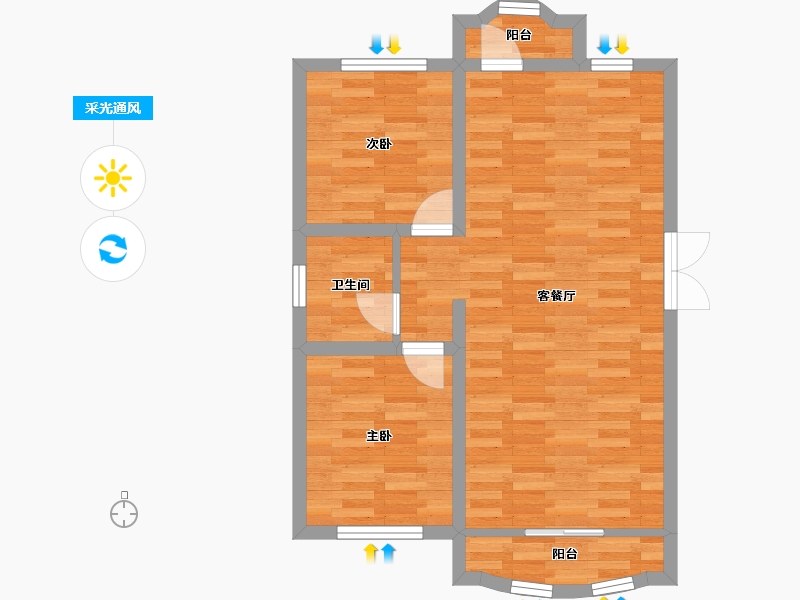 黑龙江省-齐齐哈尔市-中冶滨江半岛-62.18-户型库-采光通风