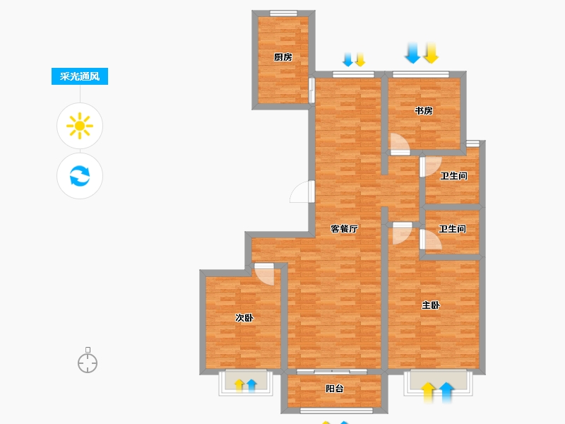 山东省-济宁市-锦绣华府-105.00-户型库-采光通风