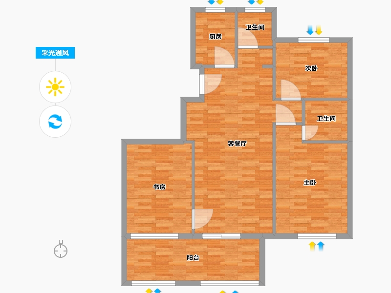 浙江省-嘉兴市-嘉业・阳光城-94.00-户型库-采光通风