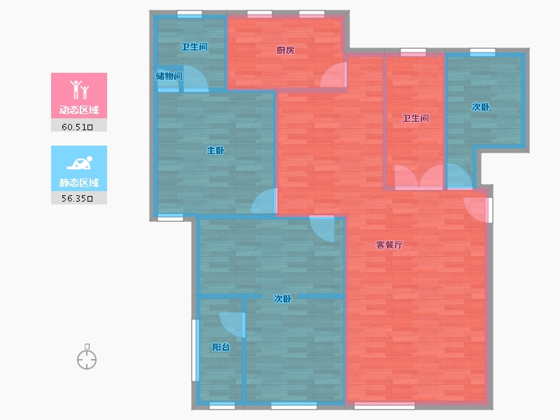 河南省-郑州市-关虎屯小区-107.15-户型库-动静分区